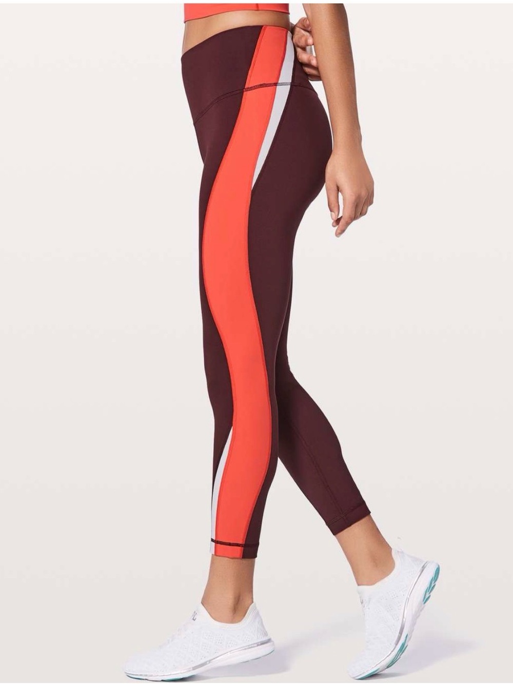 Lululemon Kick Serve Sweat Tight 25" Size 10 Bordeaux Drama Vivid Flame White